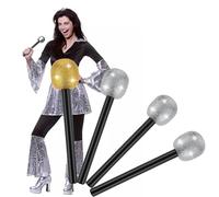 4PCS Fake Microphone, Toy Microphone, Blow up Microphone, Glittered Microphone, Toy Microphone Pretend Rock Star for Disco Costume, Birthday Party, Halloween and Christmas (Gold, Silver)