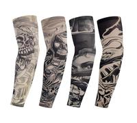 4PCS Fake Tattoo Sleeves for Men & Women - Realistic Arm Tattoo Cover Up Sleeves for Halloween, Cosplay & Sports - Cool Temporary Tattoo Sleeves for Cycling, Running, Camping & Sun Protection,A