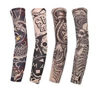 4PCS Fake Tattoo Sleeves for Men & Women - Realistic Arm Tattoo Cover Up Sleeves for Halloween, Cosplay & Sports - Cool Temporary Tattoo Sleeves for Cycling, Running, Camping & Sun Protection,B