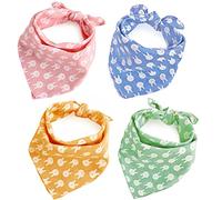 4PCS Fall Dog Bandanas Cat Birthday Cute Soft Cotton Puppy Scarfs Washable Daily Handkerchief Pink Green Blue Khaki Comfortable Gifts, Adjustable Accessories for Small Medium Large Girl Boy Pup Pet