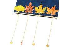 4Pcs Fall Leaves Themed Bookmarks Retro Metal Bookmarks with Chain Pendant for Teacher Book Lover Adult Reading Aid Plant