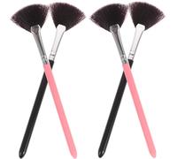 4pcs Fan Shape Blusher Brush Long Handle Plastic Nylon Makeup Tool | Daily Use, Professional Use, Powder Application, Finish, for Those Who Love Makeup
