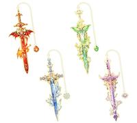 4pcs Fantasy Bookmarks for Men, Golden Metal Book Marks, Journals, Planners - Cool Metal Book Markers, Unique Book Marks Gifts for Book Lovers, Book Accessories for Students & Adults & Kids