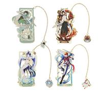 4pcs Fantasy Metal Bookmark Gift Set - Classic Game Figure Bookmark, Ideal Book Marker for Reading Great Gift for Game Fans, Reader, Friends or Teachers (4pcs E)