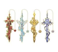 4Pcs Fantasy Sword Bookmarks for Books Journals Planners, Cool Forth Wing Metal Book Marker for Reading Women Men, Unique Book Marks Gifts for Book Lovers, Reading Accessories for Students Adults Kids