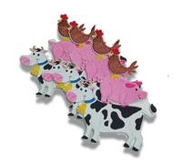 4pcs Farm Friends Embroidered Patches Iron On Animal Cow Cute Embroidery Pig Hen Designs Sewing Hats Logo DIY Cartoon
