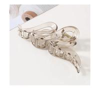4PCS Fashion 13CM Oversized Wavy Frosted Matte Transparent Bright Clip Headdress Hairpin Hair Accessories For Women Girls New(Grey-Transparent)