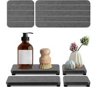 4PCS Fast Drying Diatomite Stone Soap Tray for Bathroom and Kitchen, Vanity Tray, Water Absorbing Coaster