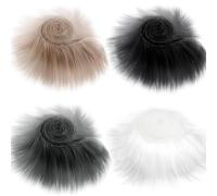 4pcs Faux Fur Fabric, Fake Fur, 5x150 cm DIY Craft Christmas Decoration, Artificial Strips White Black Khaki Gray Fluffy Fuzzy Craft Fur Pieces Gnome Beards for Hair Santa Claus Cosplay