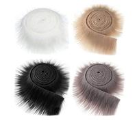 4pcs Faux Fur Trim Ribbon Brown White Fox Fur Fabric Shaggy Artificial Stripe Ribbon Trim for DIY Craft Costume Decoration Holiday Garlands Party Decor Costume DIY