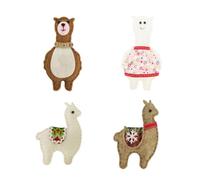 4PCS Felt Christmas Tree Pendants - Plush Alpaca Hanging Decorations | Festive Ornaments Holiday Home Decor Accessories, Soft Craft Adornment Cute Kids Room Figure Seasonal Party Gift Hanging Charm