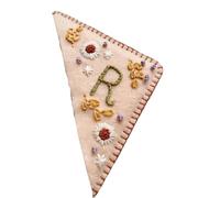 4PCS Felt Hand Embroidered Corner Bookmark Multicolor Design Stitched Flower Letter Embroidery for Book Lovers(Beige-Spring R)