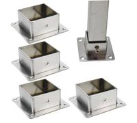 4Pcs Fence Post Brackets, 2x2 Inch Heavy Duty Stainless Steel Square Bracket with Screws, Decking Posts & Accessories for Railing Support