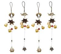 4pcs Feng Shui Wind Chime Vintage Iron Fish Peacock Hanging