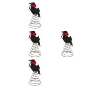 4pcs Festive Crow Tree Topper Ornament with Spring Base for Christmas