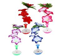 4pcs Fiber Optic Flower Vase Artificial Floral Arrangement Led Fiber Optic Flower Tabletop Lamp Artificial Bonsai Lamp Colored Vases Valentines Plastic Night Light Desktop Child