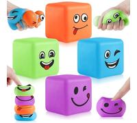 4PCS Fidget Cube Mini Smile Face Stress Ball, Squishy Stress Balls for Adults, Sugar Ball Fidget Cube, Funny Slow Rising Balls Squeeze Sensory Balls, Fidget Cube Anxiety Relief for Kids