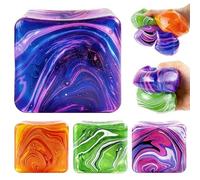 4pcs Fidget Toys Squishy Stress Cube, Stress Balls for Kids Adults Squishies Stress Relief, Ice Squishy Cube Sugar Balls, Sensory Toys for Kids with Autism, 5cm