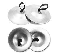 4Pcs Finger Cymbals 5.3cm/2.1in, Finger Zills for Belly Dance, Brass Hand Cymbals, belly dancing cymbals, Dance Finger Musical Instrument for Dancer Party, Sagats (Silver)