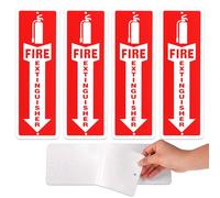 4pcs Fire Extinguisher Signs, 30x10cm/12x4in Weatherproof Self-Adhesive Fire Extinguisher Stickers Decals Labels Tags with Down Arrow Pre-Drilled for Business Office Indoor Outdoor Safety