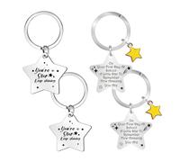 4pcs First Day at School Gift Set,Inspirational Keyring with Little Star,Congratulations Gifts for Starting Secondary/High School,Good Luck 1st Day at School Gifts Keyring for Boys Girls,Cute Keychain