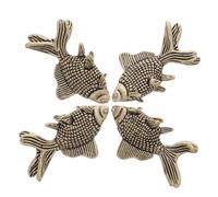 4pcs Fish Shape Brass Bird Bath Cleaning Disk for Fountains and Bowls | Oxidized Golden Finish, Rustic American Traditional Style, Helps Reduce Impurities and Splashing, Patio Use