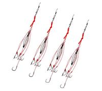 4pcs Fishing Bait Hook with Spring Feeder, 6 Hooks High Carbon Steel | Anti-dissolve Design, Super Strong Wire, Reusable Box, for Carp and Grass Carp Feeder Fishing