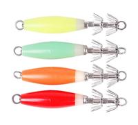 4Pcs Fishing Lures Baits Jigs Glowing In Dark With Stainless Needle Saltwater Cuttlefish Sleeve Glowing Squid Jigs Hook Hard Fishing Lures
