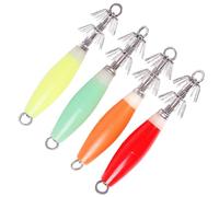 4Pcs Fishing Lures Baits Jigs Saltwater Lures Squid Hook Cuttlefish Sleeve Glowing Squid Jigs Hook Set Hard Fishing Lures