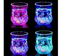 4pcs Flash Light Up Cups Glasses LED Automatic Water Liquid Activated Led Wine Glasses Party Luminous Cup Glowing Wine Glasses Disco Night Clubbing Bar Whisky Mug Beer Cup for Christmas (4 pack)