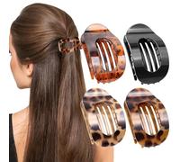 4Pcs Flat Claw Clip Set, Flat Hair Clips for Women, Lightweight & Non-Slip Curved Design for Lying Down Driving Strong Hold Flat Hair Claw Clips for Thin & Thick Hair, Hair clips Accessories
