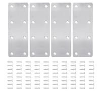 4Pcs Flat Mending Plate Metal Straight Brace Stainless Steel Fixed Angles Brackets Repair Joining Fixing Bracket Stainless Steel Fixed Angles Brackets