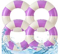 4PCS Floats for Adults Rings Striped Pool Float Large Swim Ring for Adults,30 Inch Classic Striped Teens Adult Inner Tubes Summer Beach Bachelorette Party (Purple Striped)