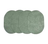 4pcs Floral Double-Sided Oval PU Leather PlacematsHeat-Resistant 30 * 43cm 4pcs Floral Thus Enhancing Your Dining Experience Making Cleaning Effortless (Green)