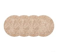 4pcs Floral Round Placemats, Waterproof and Heat Resistant, Double Sided Design for Elegant Table Settings (Khaki)