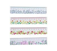 4Pcs Floral Scale Ruler Clear Acrylic Drawing Rulers Measuring Tool Students Engineers Architect Technical Drawing Acrylic Flower Ruler