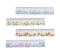 4Pcs Floral Scale Ruler Clear Acrylic Drawing Rulers Measuring Tool Students Engineers Architect Technical Drawing Floral Pattern Ruler
