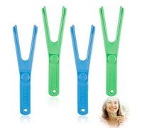 4PCS Floss Holder Plastic Dental Floss Holder Blue and Green Reusable Floss Pick Interdental Toothpick Flossers Reusable Floss Handle Holder for Oral Teeth Clearing Adults and Kids Dental Tools