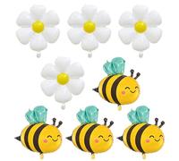 4Pcs Flower Balloons - Daisy & Bee Foil Balloons for Birthday Party Decoration