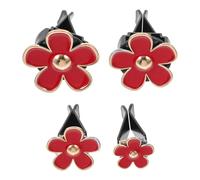 4pcs Flower Car Air Freshener Vent Clip Metal Decoration Red | Creative Elegant Design, Easy to Clip, for Car Interior Decoration and Vent Use, No Unpleasant Smell