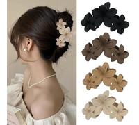 4PCS Flower Hair Claw Clips, Non-Slip Matte Hawaiian Flower Claw Hair Jaw Clip Clamp Strong Hold Headdresses Styling Accessories for Women and Girls