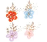 4pcs Flower Hair Clips Sophisticated Bridal Hair, Made of Durable Plastic flower hair barrettes -Versatile for hairstyles: suitable for various hairstyles (Assorted Color bride hair accessory...