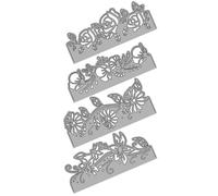 4pcs Flower Lace Metal Cutting Dies for Card Making DIY Crafts | Carbon Steel, Silver Finish, Birthday Cards and Paper Projects, Elegant Decorative Template Set