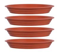 4pcs Flower Pot Catcher Tray 29x29x3.5cm PP Brown | Matte Finish, Terracotta Look, Stable Support, Collects Excess Water for Indoor Houseplants, Balconies