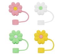 4PCS Flower Straw Covers Reusable Straw StopperDustproof Straw Cap for Stanley Cup etc