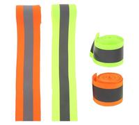 4pcs Fluorescent Reflective Sew on Tape for Cycling and Work Vests | Polyester Build, Green and Orange Colours, Weather Resistant for Nighttime Commuting, Pants Accents