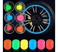 4PCS Fluorescent Tire Valve Cap,Car Tire Valve Stem Caps,Glow in The Dark Tire Valve Caps,Universal Luminous Tire Valve Stem Cap,Tire Air Cap for Cars Motorcycles SUV Trucks Bikes Car Accessories