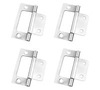 4pcs Flush Hinges, 2 Inch Silver Stainless Steel Hinges for 18mm MDF, Removable Door Hinges Without Sharp Edges and Corners for Internal External Doors Cupboards Cabinets Doors Windows