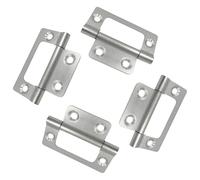 4PCS Flush Hinges, Silver Stainless Steel Flush Door Hinges 2 Inch Cabinet Cupboard Hinge for Doors, Cabinets, Dressers, Wardrobes
