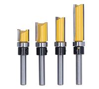4Pcs Flush Trim Hinge Router Bit Set, Trim Template Router Bits, 1/4in Round Shank Tenon Cutter with Profiling Bearing, for Wood, MDF, Plywood, Laminate, Acrylic